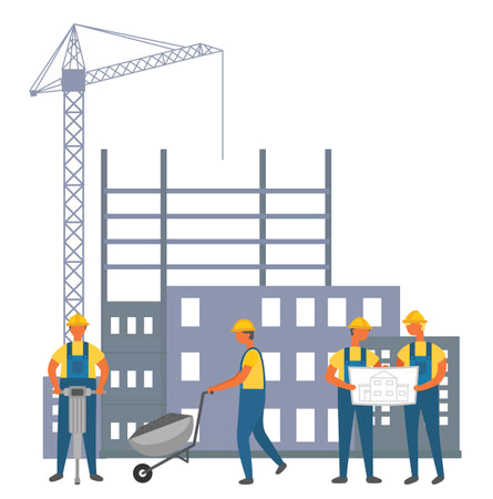 construction professionals working using construction erp software